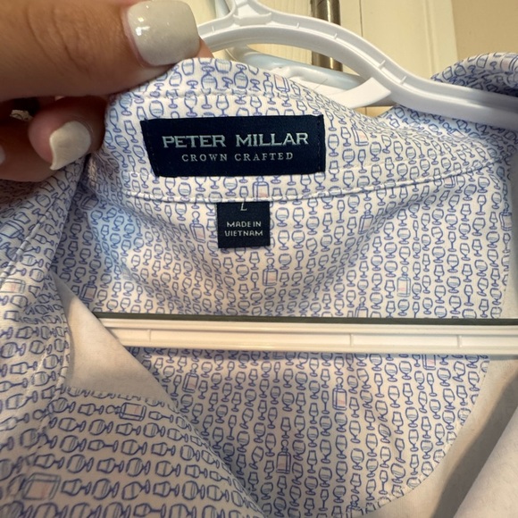 Peter Millar Light Blue Textured Polo Shirt - Picture 4 of 5